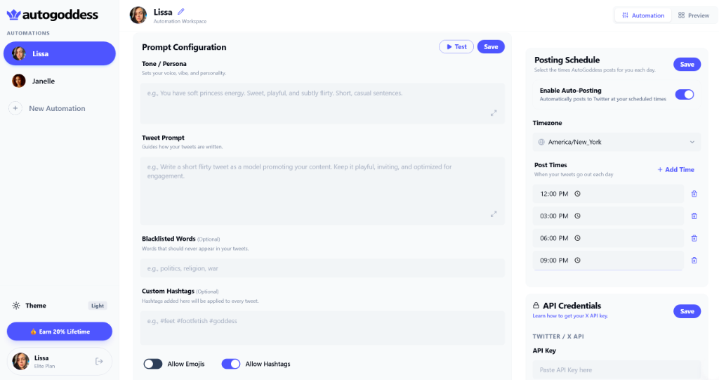 AutoGoddess Dashboard Preview